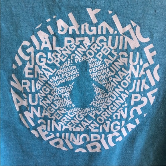 Original Penguin tee shirt graphic design preppy blue white short sleeve size L - Picture 3 of 7